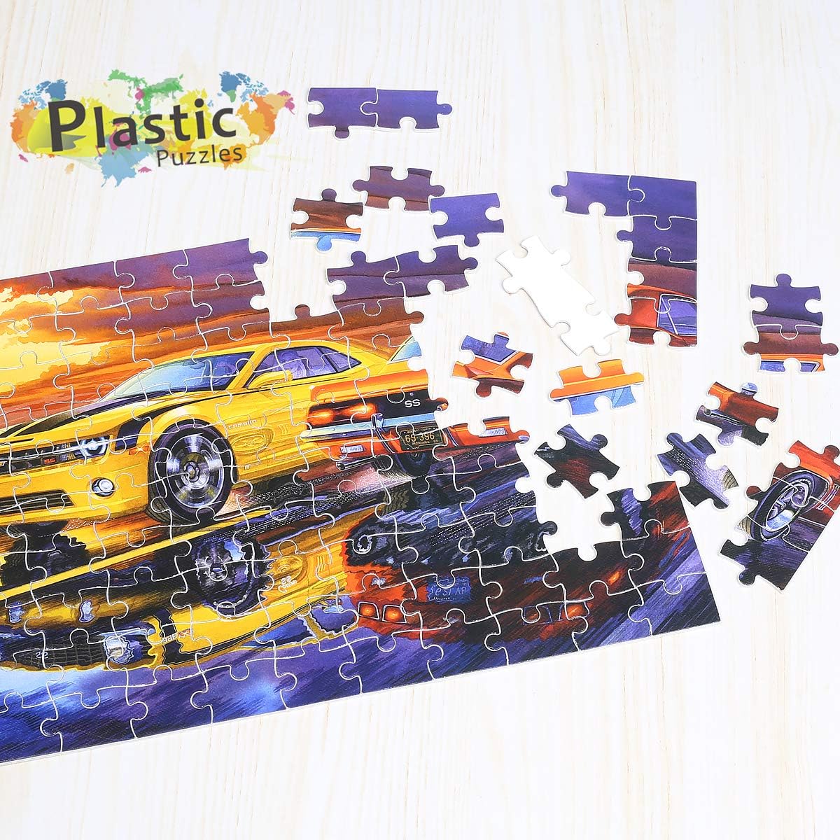 Ingooood-100 Piece Jigsaw Puzzles for Kids- Muscle Car-IG-0510 - Game Decompression Leisure Entertainment Recyclable Material Plastic Puzzle Toy Gift Ingooood