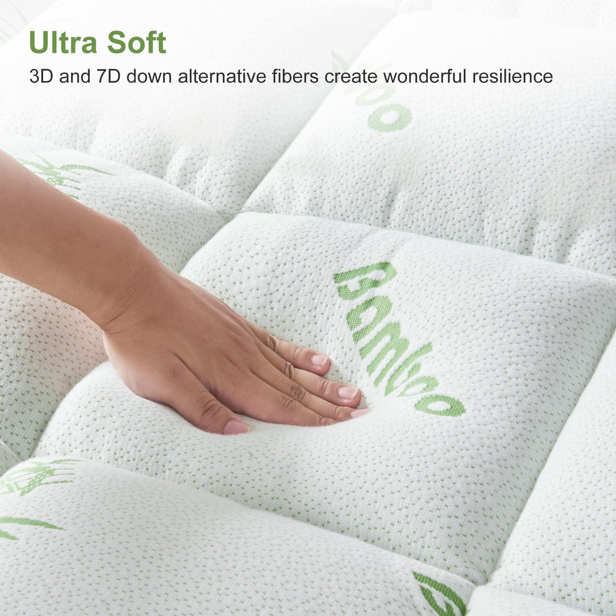 SurChic Queen Size Mattress Topper Viscose Derived from Bamboo, Soft Thick Pillow Top Mattress Pad Cover for Back Pain, Cooling Mattress Protector with 8-21 Inch Deep Pocket, White SurChic