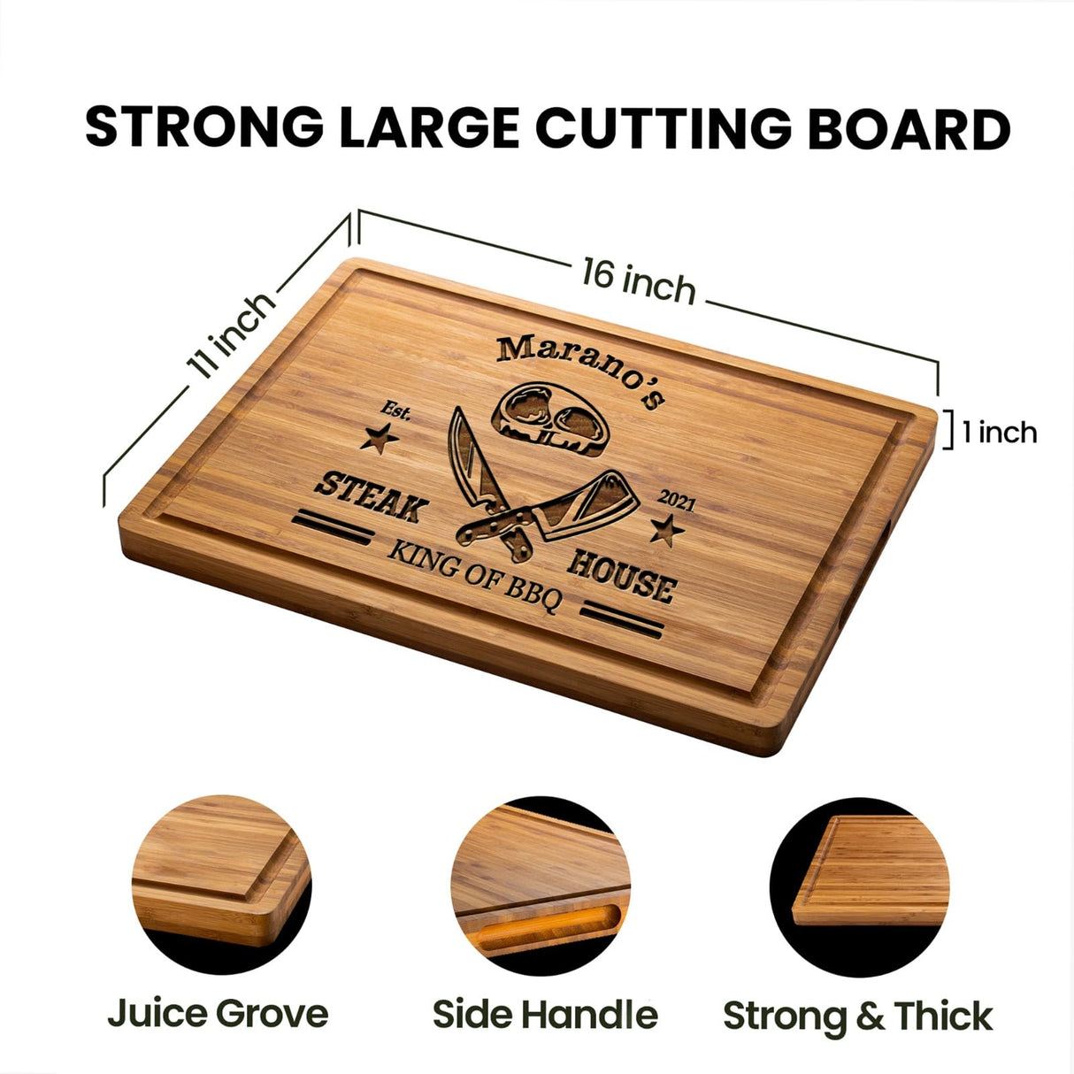 Personalized Cutting Board for Men - Father's Day Cutomized Grilling Gifts for Dads - BBQ Wood Board Grill Accessories for Dad GIFTS TO ENGRAVE