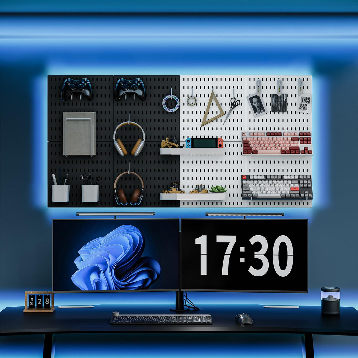 MULSAME Pegboard Combination Kit, 25.2" x 25.2" Wall Mounted Storage Set with 4 Pegboards & 20 Accessories Hanging, Peg Boards Organizer MULSAME