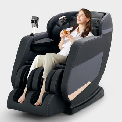 Advanabd 4D Massage Chair Full Body|Zero Gravity Shiatsu Massage Chairs Recliner with Heated SL Track Bluetooth Speaker Airbag Yoga Stretch, Foot Roller (Black)