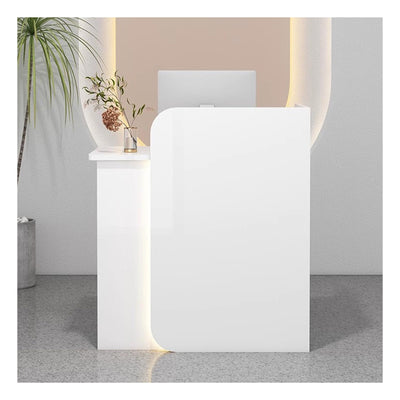 BFECGDXT Small Reception Desk with Counter, Modern L-Shaped Front Desk with Lockable Drawer, Retail Counter for Salon, Clothing Beauty, Left Corner 39.4in