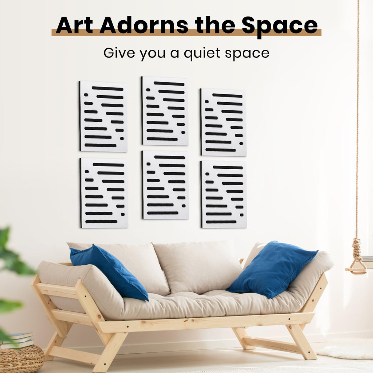 6-Pack Dual-Layer Acoustic Panels, 35.4" x 31.5" x 1.14" Professional Sound Absorption Panels, 2-in-1 Design with Polyester & Foam Layers, Self-adhesive Wall Panels for Studio Home Theater Office QUEENLINK