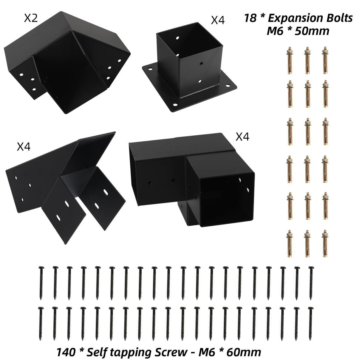 30° Slanted Pergola Kit for 4" x 4" Wood Pergola, DIY Wood Roof Pergola Brackets Kit, for Gazebo, Pergolas, Gardens, Wood Stand Sheds, Metal Gazebo Kits - with Screws Riyhch