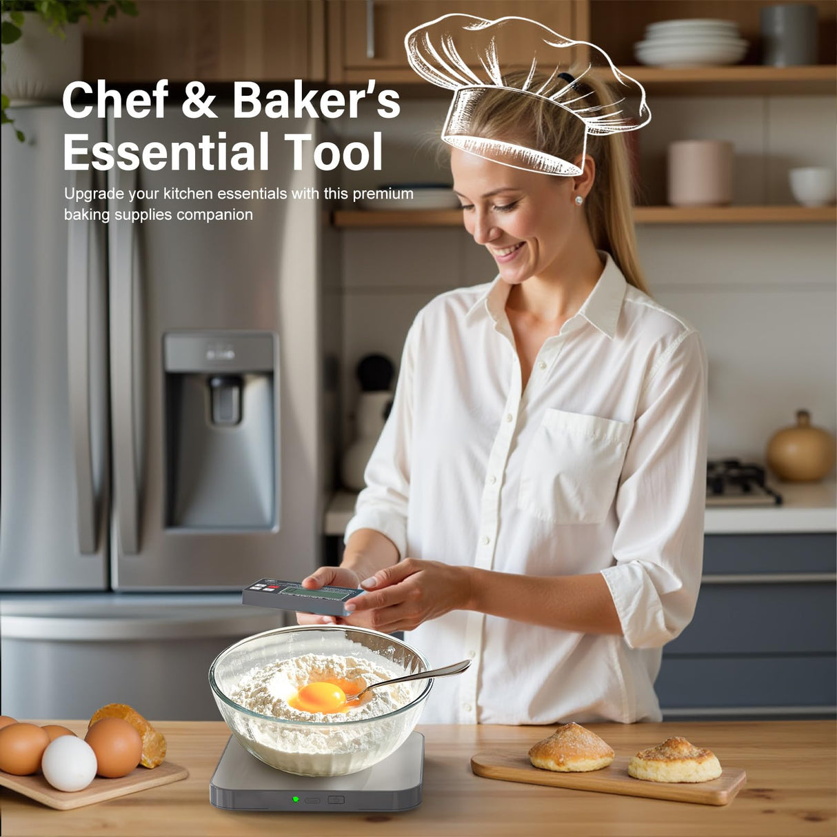 AWLKIM® Digital Kitchen Food Scale -Detachable Display Electronic Weight Scale for Baking, Bread Making & Coffee Brewing, 304 Stainless Steel Platform, Backlit LCD, Count Mode, Wall-Mount & Tilt Stand AWLKIM