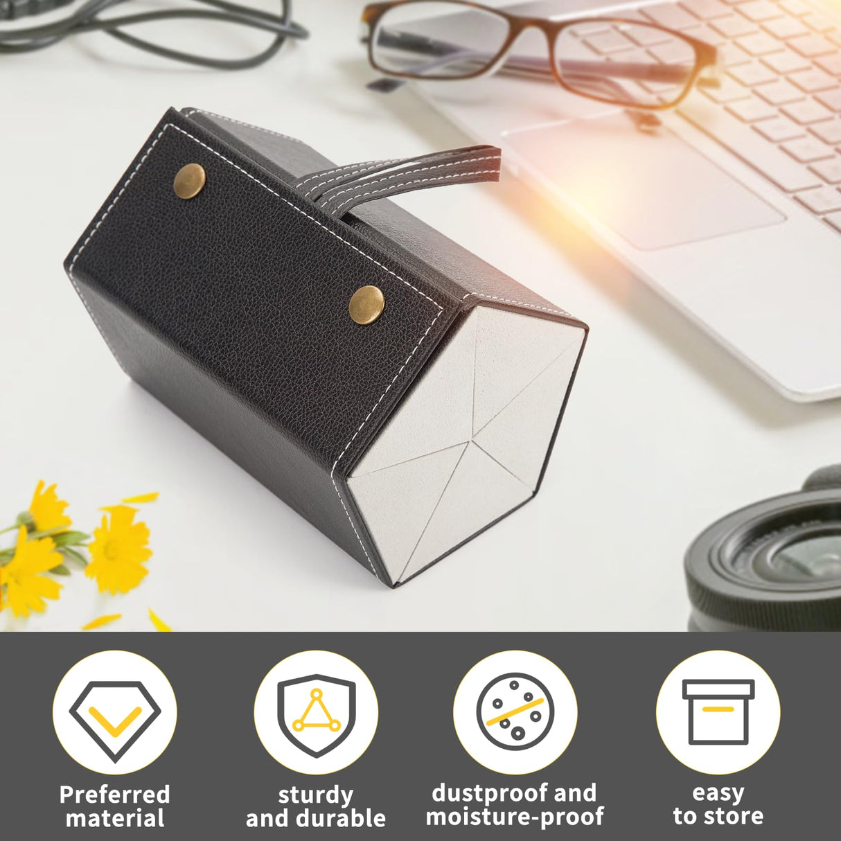 Aubeco Sunglasses Travel Case, Foldable 5 Slot Eyeglass Organizer, Hanging Storage Box for Women and Men Aubeco