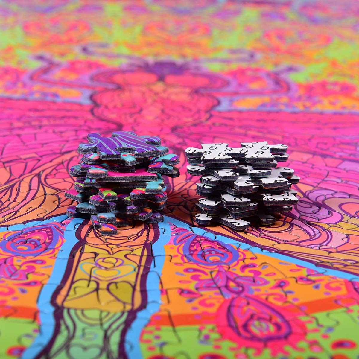 Bgraamiens Puzzle-Zentangle Dragonfly-1000 Pieces Vivid Dragonfly Round Mandala Puzzle Color Challenge Jigsaw Puzzles Bgraamiens