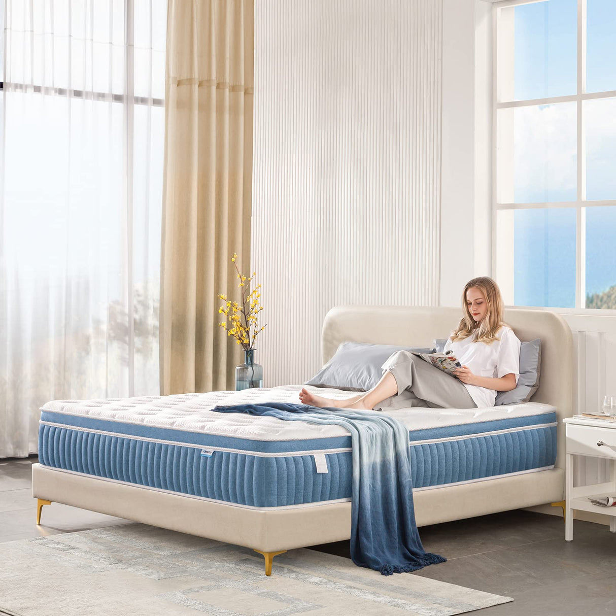 Rimensy Queen Mattress,12 Inch Hybrid Mattress in a Box, Gel Memory Foam Mattress, Individually Wrapped Pocket Coils, Quality Comfort and Adaptive Support - Breathable, 60"*80"*12" Rimensy