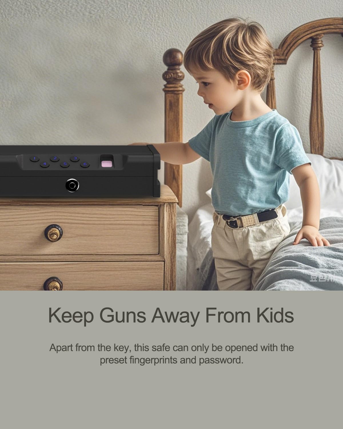 Biometric Handgun Safe with Fingerprint, Digital PIN and Key Access, 2 Gun Capacity,Hand Gun lock box for Car Cloakroom living room Bedroom and Nightstand,USB Power Backup. kawsword