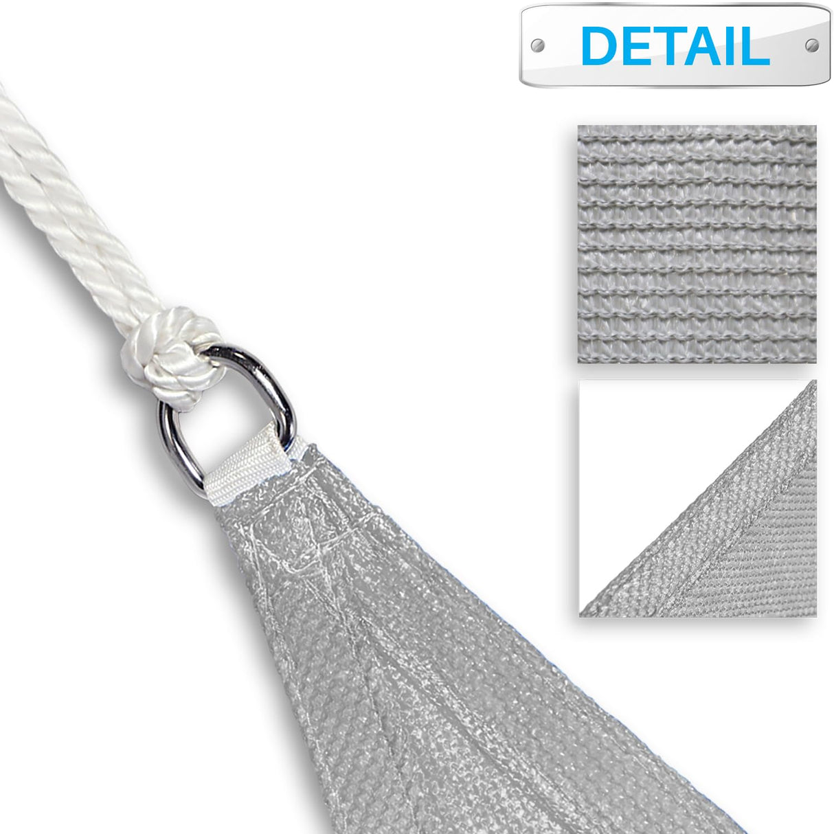 Patio Paradise 20' x 20' x 20' Light Gray Sun Shade Sail Triangle Canopy, High-Density Shade Cloth Canopy Pergolas Top Cover, Permeable UV Block Fabric Durable Outdoor Patio