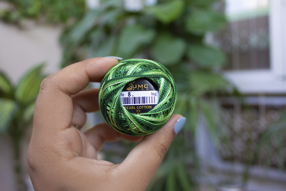 UMC STAG 6 Balls Variegated Colours Premium Pearl Cotton Embroidery Thread Size 8 | 100% Egyptian Cotton Crochet Yarn | Cross Stitch Embroidery Yarn | Oeko TEX Certified | 10g Per Ball (Variegated) UMC STAG