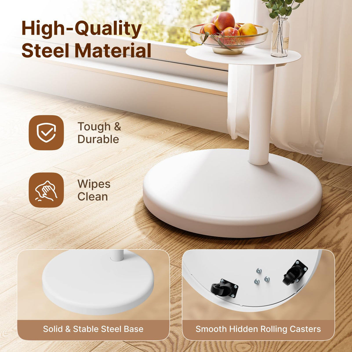 ECOTINY Height Adjustable Rolling TV Stand for 37-86 Inch TV up to 110 Pounds, Portrait to Landscape, Heavy Duty Mobile TV Cart with Shelf Max VESA 600x400mm (White) ECOTINY