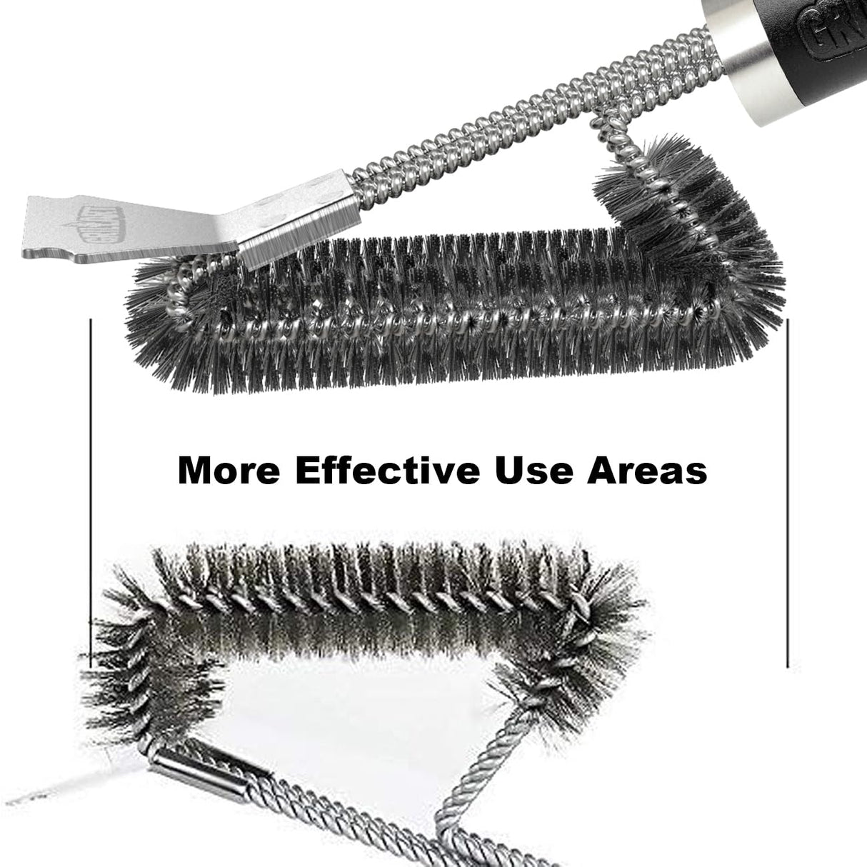 GRILLART Grill Brush and Scraper BBQ Brush for Grill, Safe 18" Stainless Steel Woven Wire 3 in 1 Bristles Grill Cleaning Brush, BR-4516 GRILLART