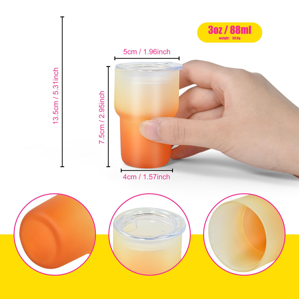AGH Sublimation Shot Glasses 3 oz Mini Glass Tumblers Set of 12 Gradient Shot Glasses Sublimation Blanks Products AGH