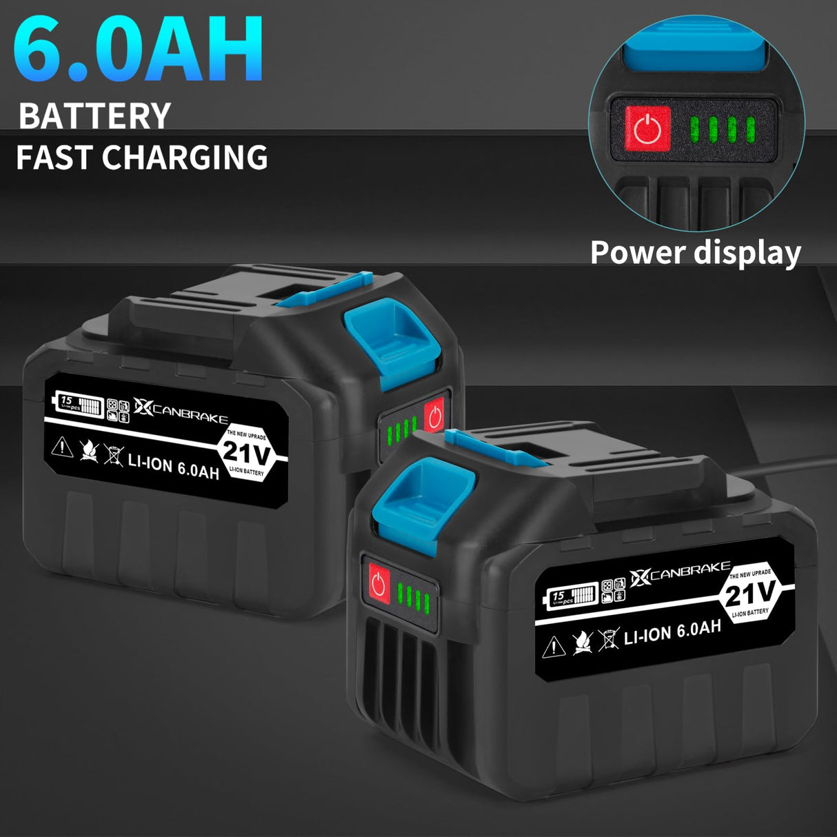 Cordless Reciprocating Saw with Rotated Handle, 2 x 6.0Ah Battery Brushless Power Reciprocating Saw with 12Pcs Blades, 28MM Reciprocating Stroke, Multiple Angles Cutting for Wood/Metal/PVC Canbrake