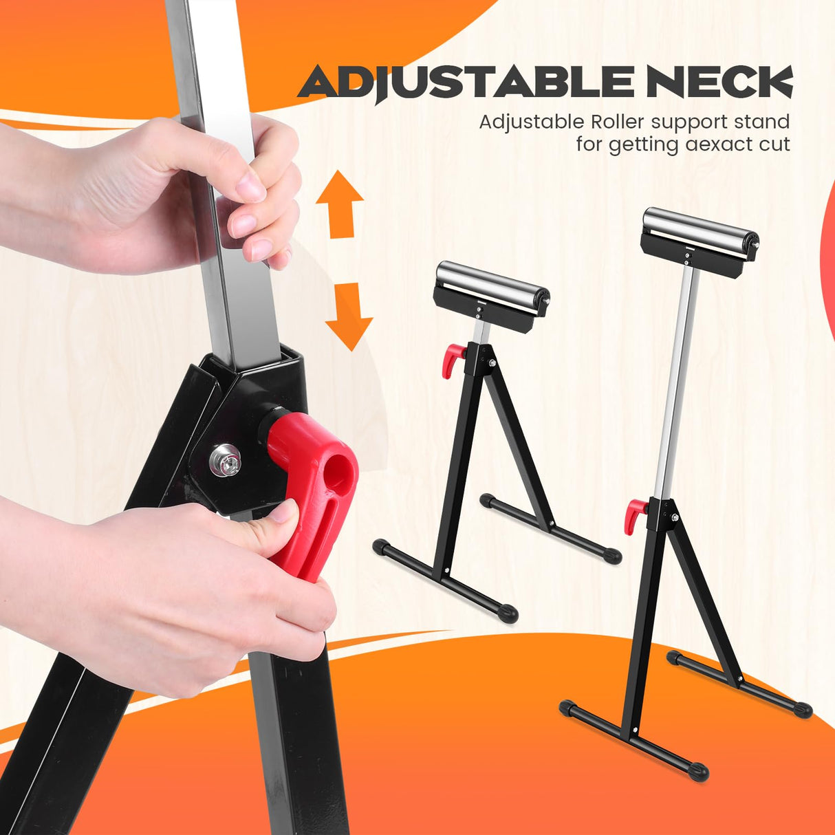 Tandefio 2 Pack Folding Roller Stand 198 LB Height Adjustable Roller Support Stand 27-43 Inch, Heavy Duty Load Capacity, Outfeed Woodworking, Black Tandefio