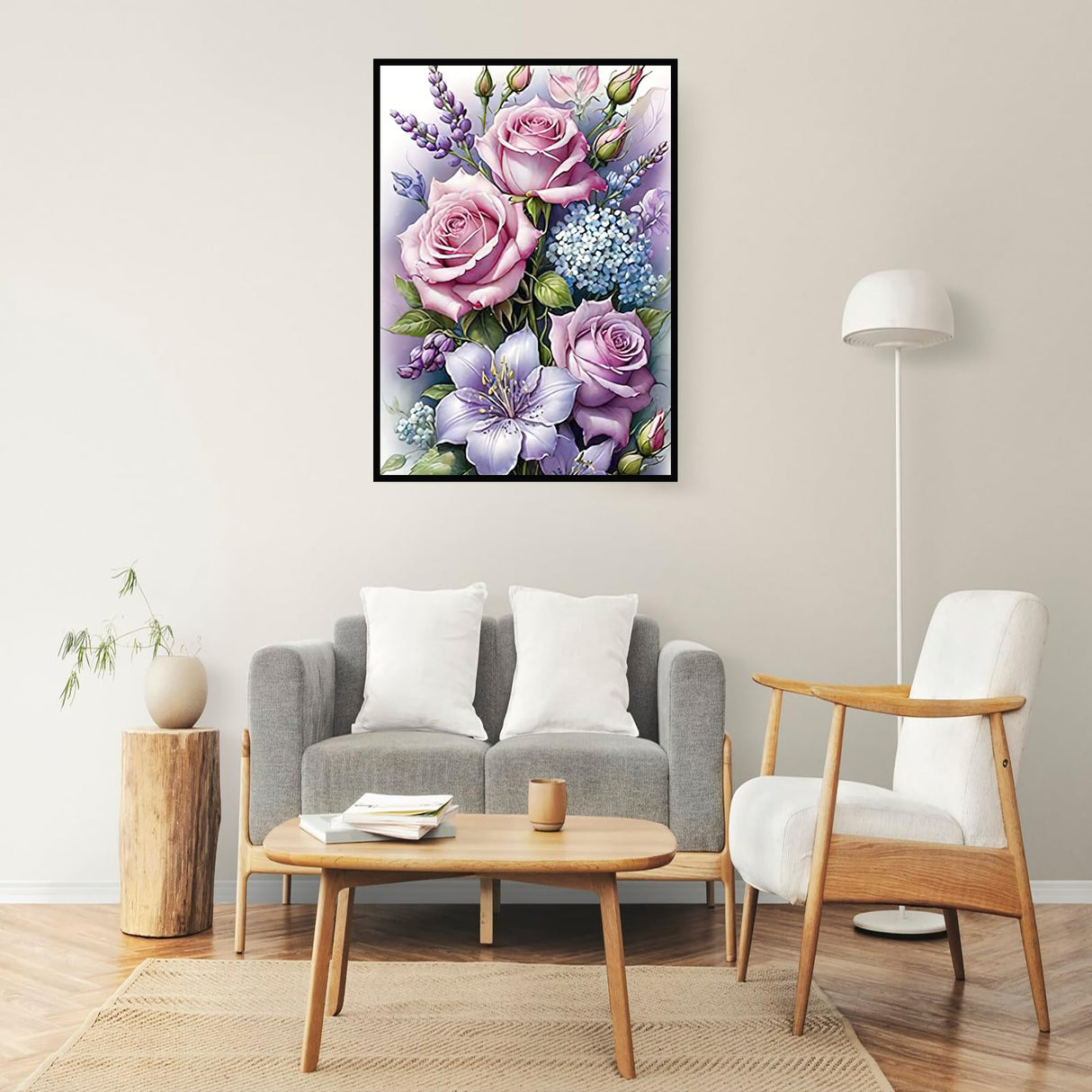Auremi Diamond Painting Kits for Adults, Rose FlowerDiamond Art Kits Full Drill Diamond Paintings for Beginners 5D Round Flowers Diamonds Pictures Gem Art Painting Kits for Home Wall Decor 12x16 in Auremi