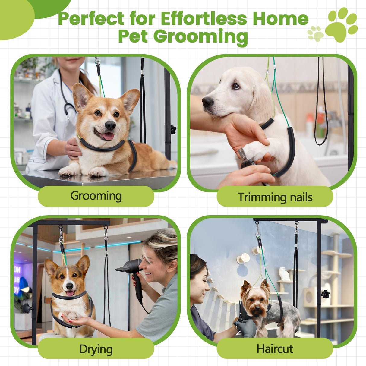 SUNMCCN Dog Grooming Table Arm with Hammock, 35" Adjustable Height Grooming Arm with Clamp and No-Sit Haunch Holders, Suitable for Small & Medium Pets (Grooming Table Not Included) SUNMCCN