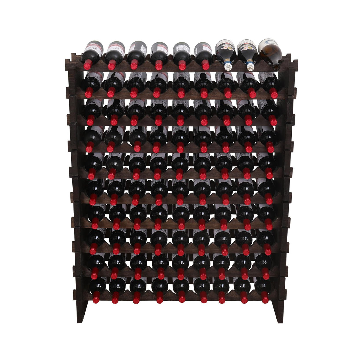 FDHUIJIA Wine Rack Cabinet 90 Bottle Wooden Stackable Storage freestanding Floor Modular Wine Cellar Shelf FDHUIJIA
