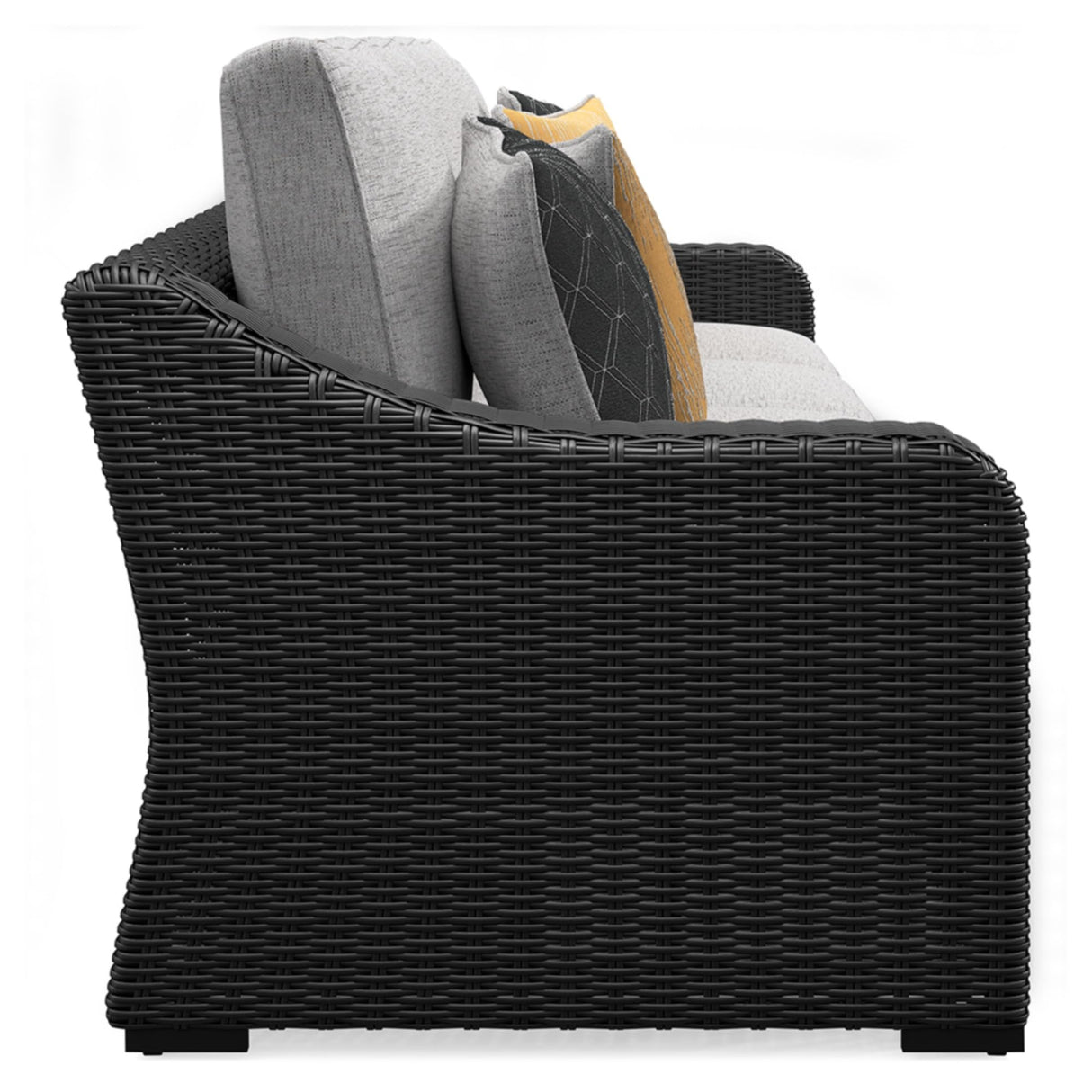 Signature Design by Ashley Beachcroft Casual Weather Resistant 2-Piece Outdoor/Indoor Loveseat with Cushion and 4 Toss Pillows, Black & Light Gray Signature Design by Ashley