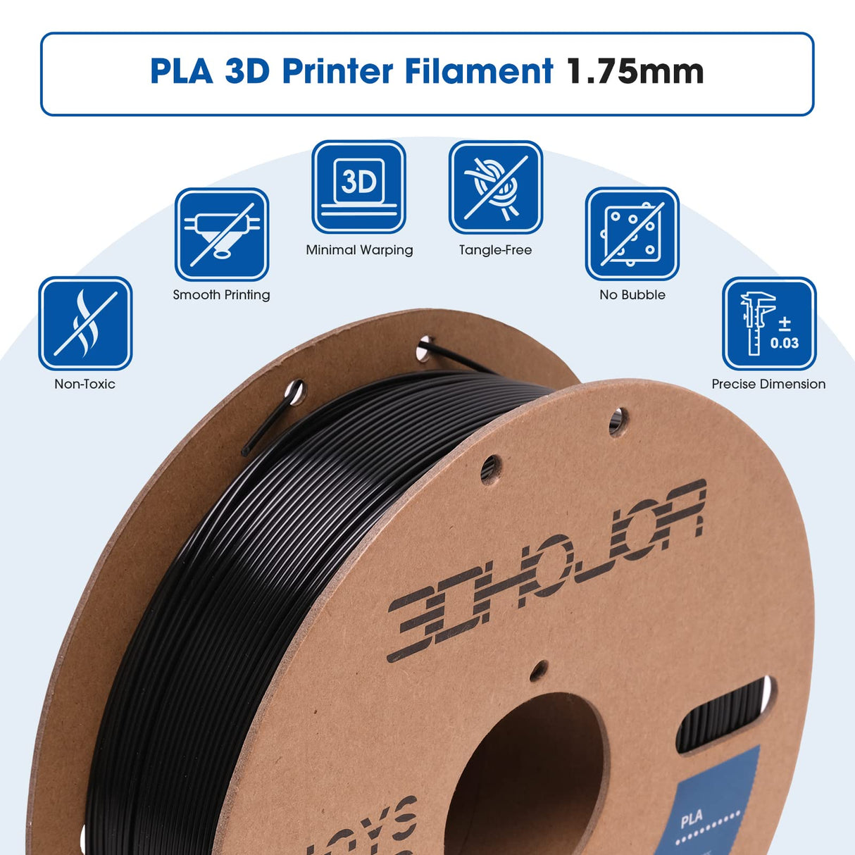 3DHoJor PLA Filament 1.75mm,3D Printing Filament High Speed,1kg*4 Bundle Cardboard Spool, Fit Most FDM 3D Printer,Dimensional Accuracy +/- 0.03 mm,Vacuum Packaging-Black+White 4Pack 3DHoJor
