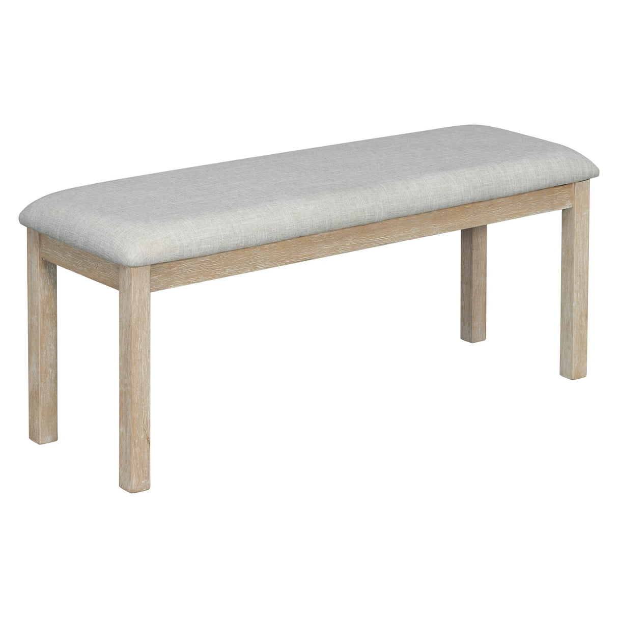 LUMISOL 6 Piece Solid Wood Kitchen Dining Room Table Set with Bench and Chairs, Farmhouse Rustic Dining Table Set with Recantgle Table with Wood Grane and Upholstered Seating, PitchNatural Wood Wash LUMISOL