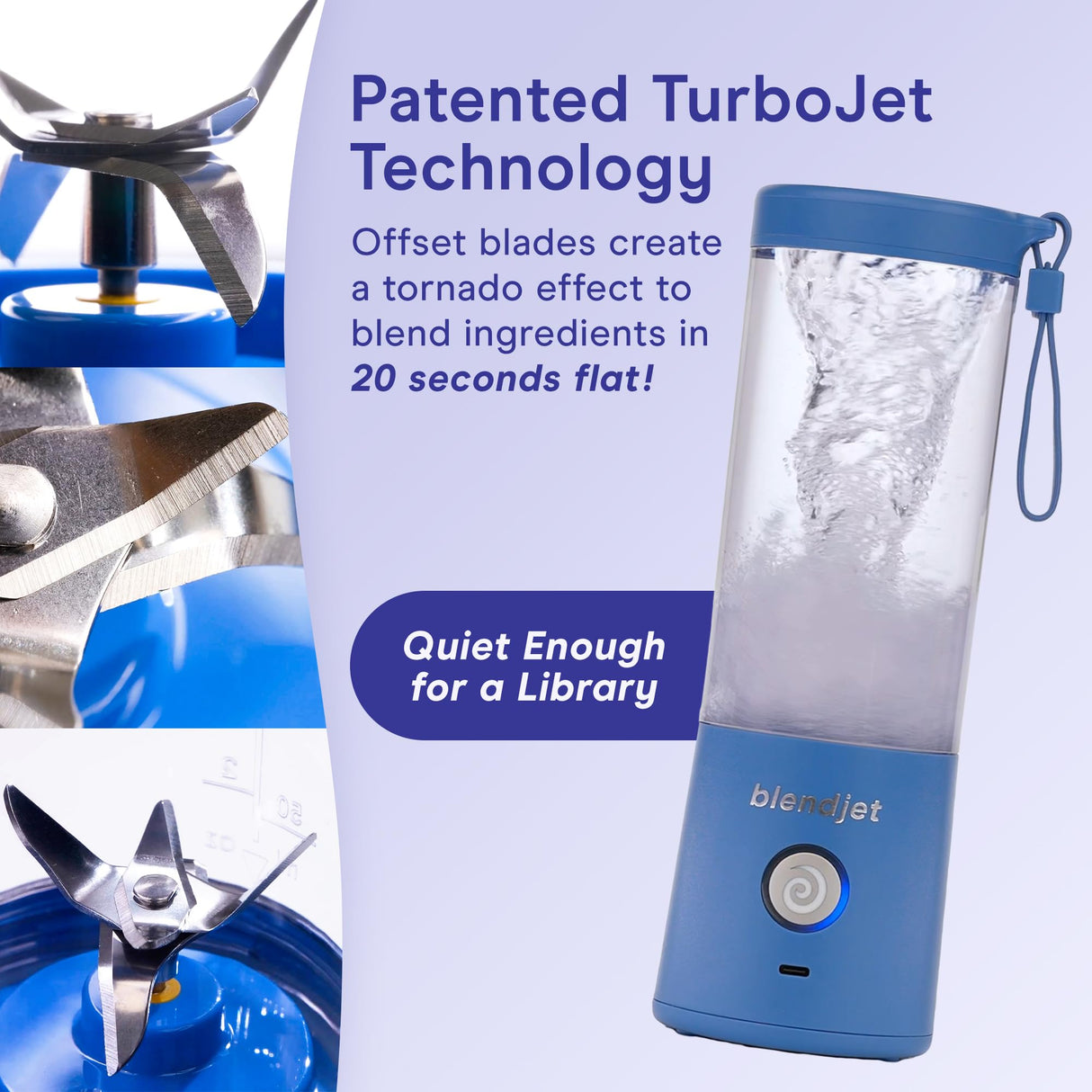 BlendJet Portable Blender for Smoothies & Shakes - 16oz BlendJet 2 Cordless Personal & Small Blender, USB-C Rechargeable & Self Cleaning - Quiet Mini Travel Blender with Stainless Steel Blade (Ocean) BlendJet