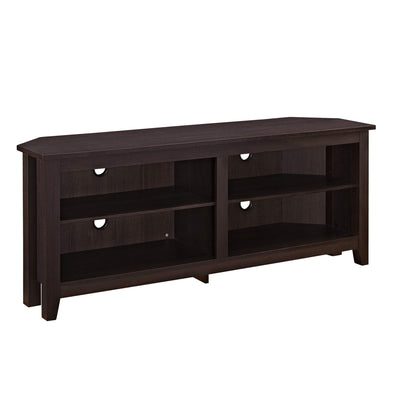 Walker Edison Maxwell Classic 2 Shelf Corner TV Stand for TVs up to 65 Inches, 58 Inch, Espresso
