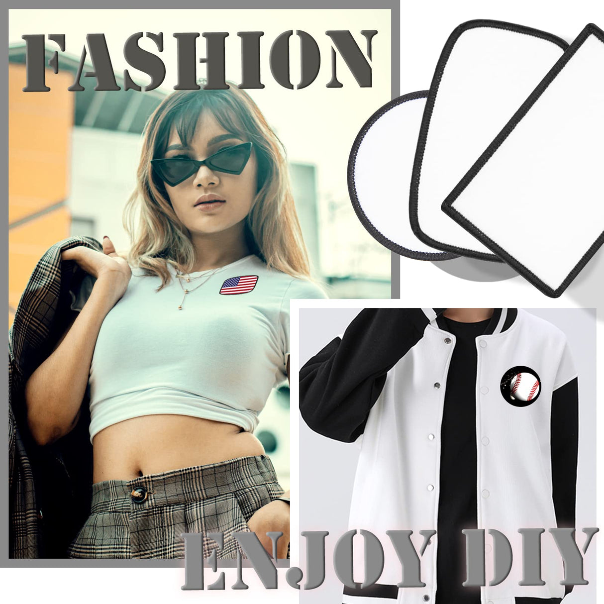 60 PCs Sublimation Patches - Iron On Blank Patches for DIY Crafts Hats Caps Backpack Uniforms Gadjica