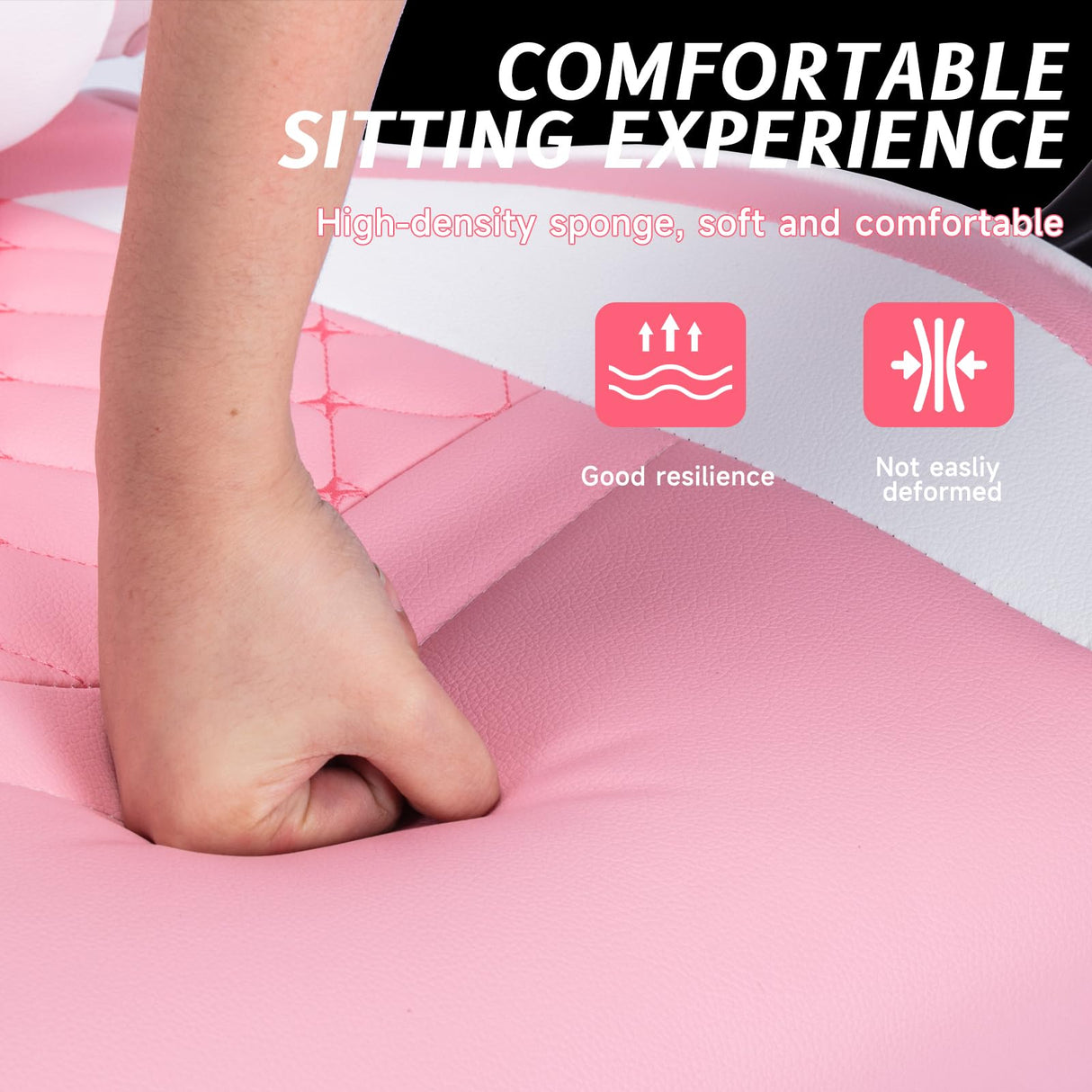 Ergonomic Video Gamer Chairs,Computer Gaming Chairs with Massage Lumbar Support and footrest,Racing Style Computer Chair Adjustable Headrest for Adults,PinkWhite NIONIK