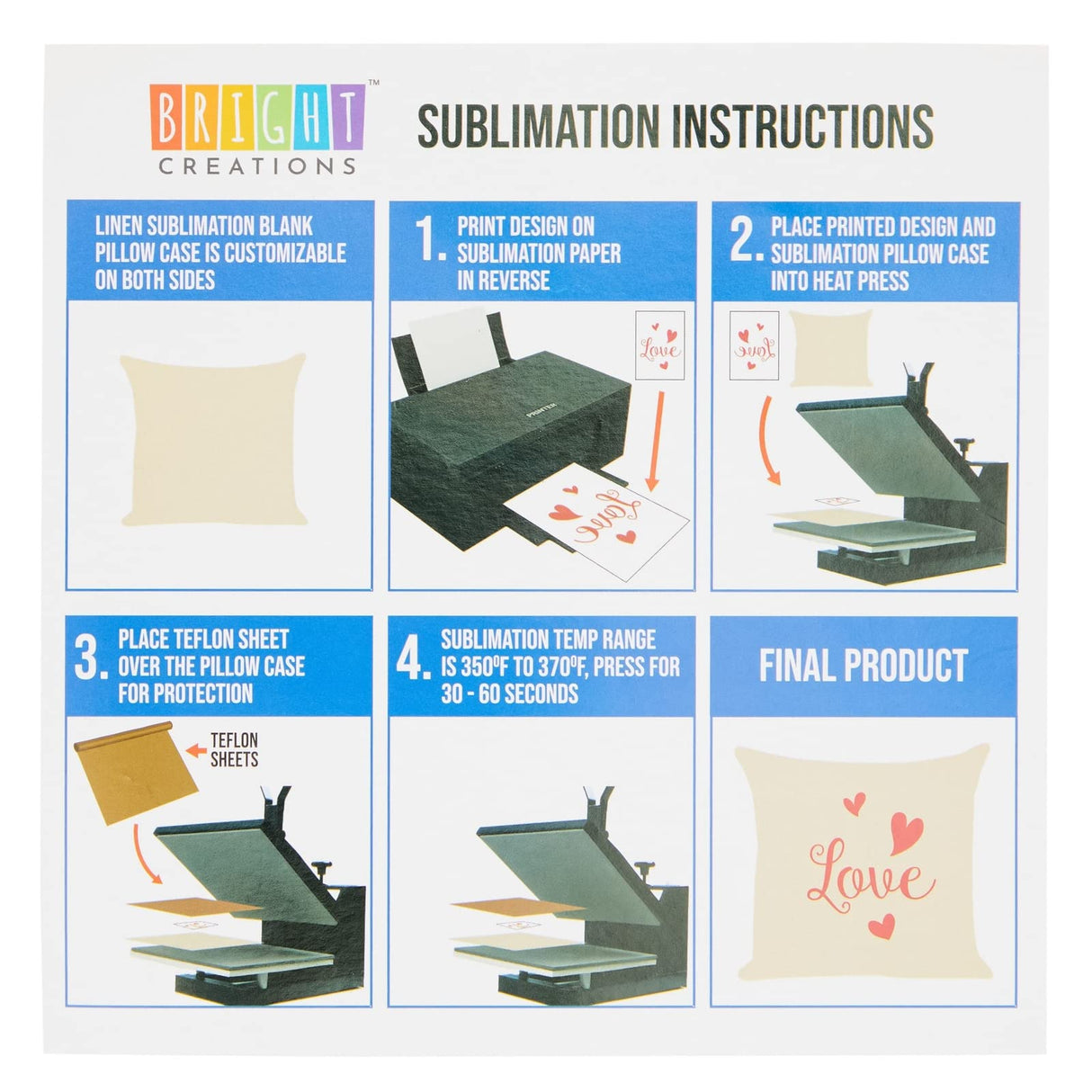 Bright Creations 5 Pack 20x20 Sublimation Pillow Covers Blank, Linen Sublimation Pillow Case with Invisible Zipper Bright Creations