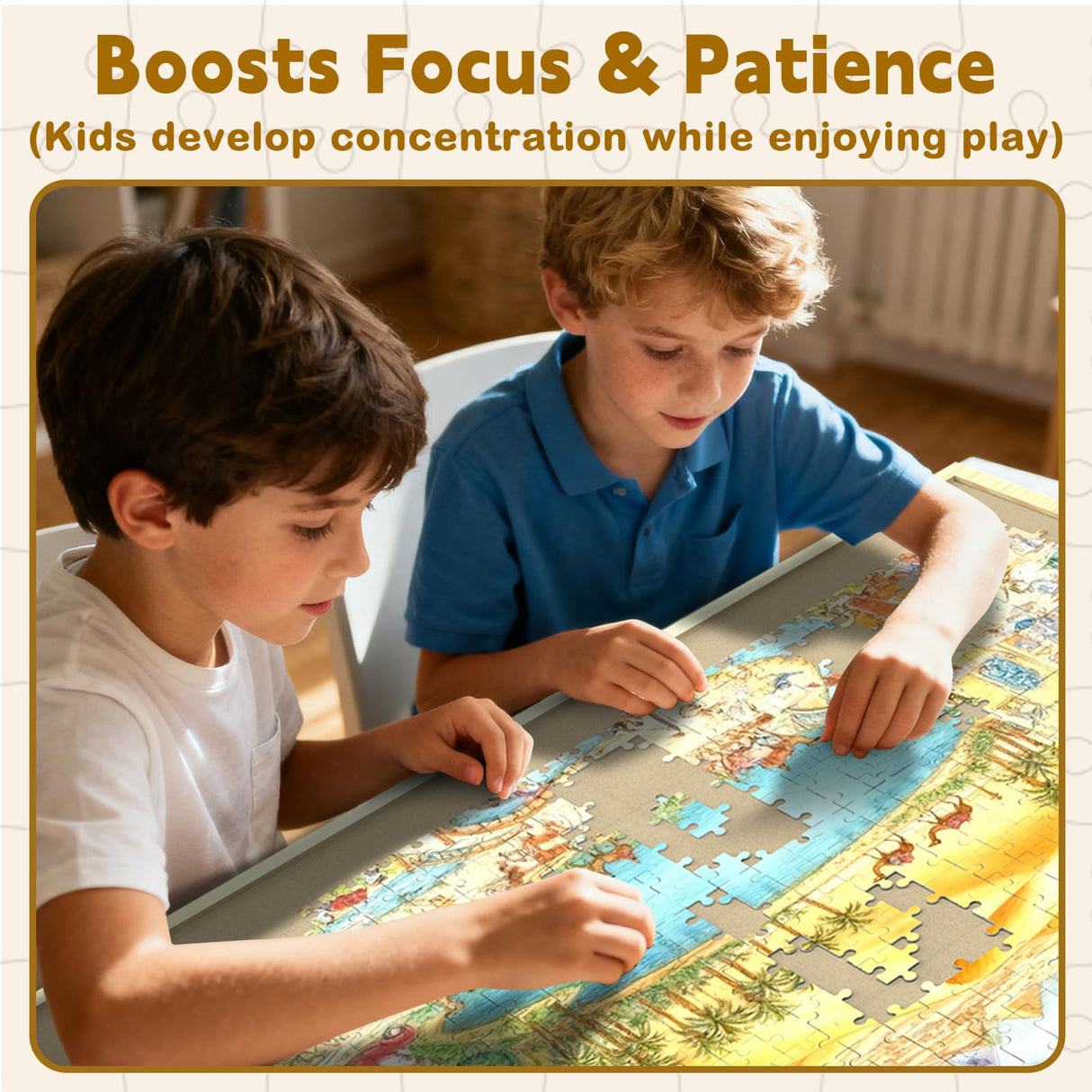 Jigsaw Puzzle Board with Drawers and Cover, Tilting Puzzle Board 1500 Pieces with 5 Adjustable Angles, Portable Puzzle Board for Adults