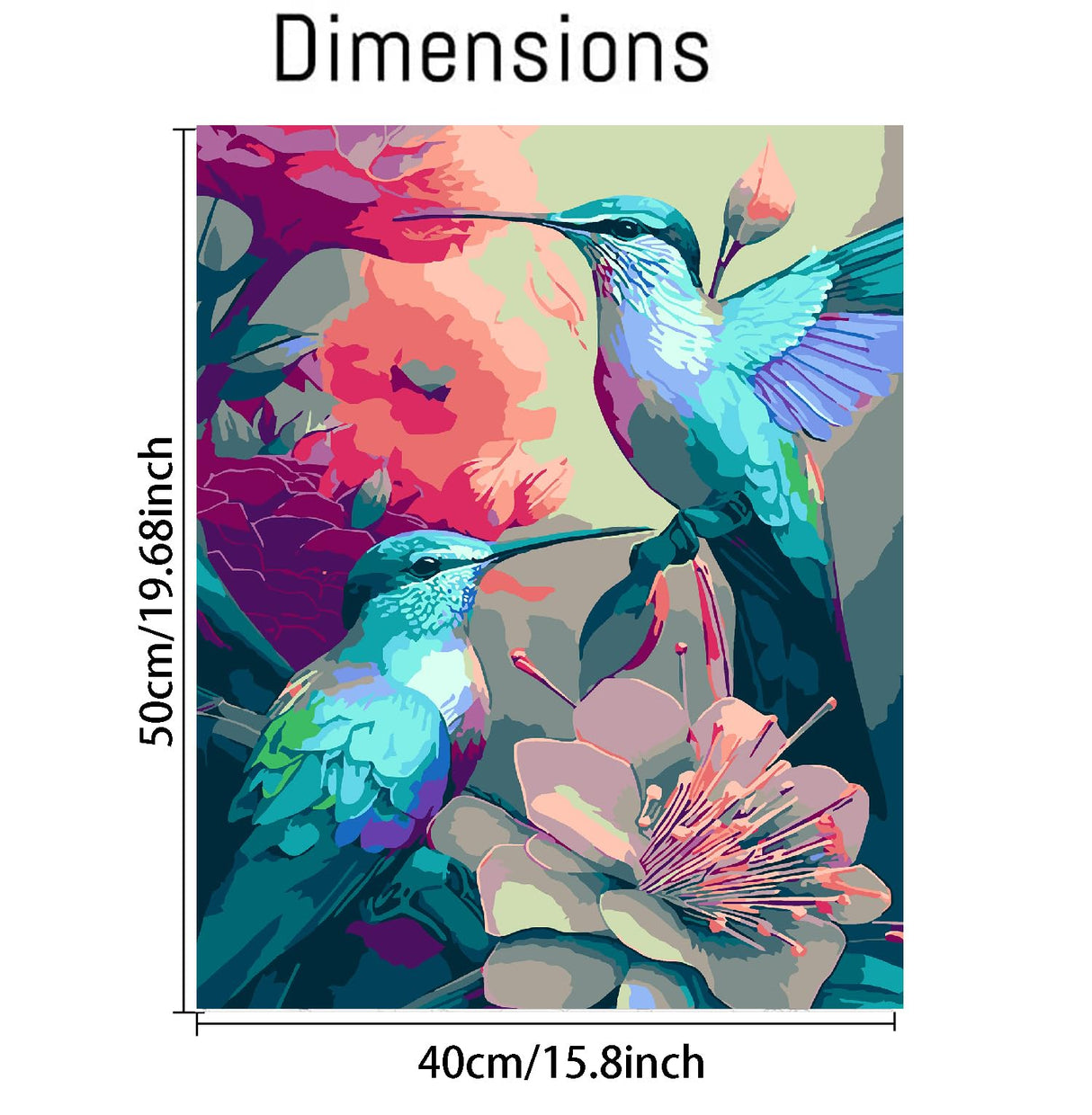 Amzdiyfun Beautiful Hummingbird Paint by Numbers Kit for Adults,Flowers Adults' Paint-by-Number Kits on Canvas,Easy Paint by Numbers for Beginners,Home Wall Decor,16x20Inch. Amzdiyfun