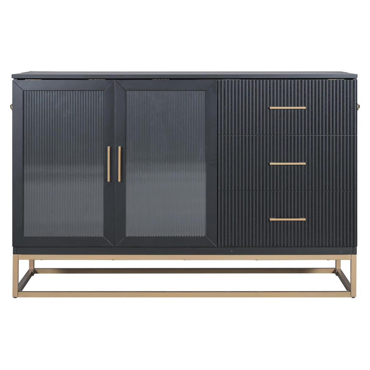 Queen Size Murphy Bed with Frosted Glass Doors,Fake Drawers and Metal Legs,for Small Spaces Apartments Studio Guest Room Use (Black#b, Queen) Brabrety