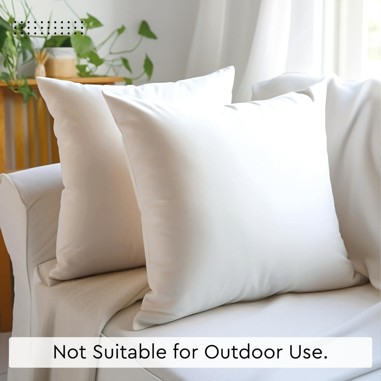 Cotton Canvas Throw Pillow Covers by Encasa Pack of 2 White 12"x12" No Insert with Hidden Zipper | Decorative Cushion Covers for Fall, Halloween, Thanksgiving, Christmas Encasa XO