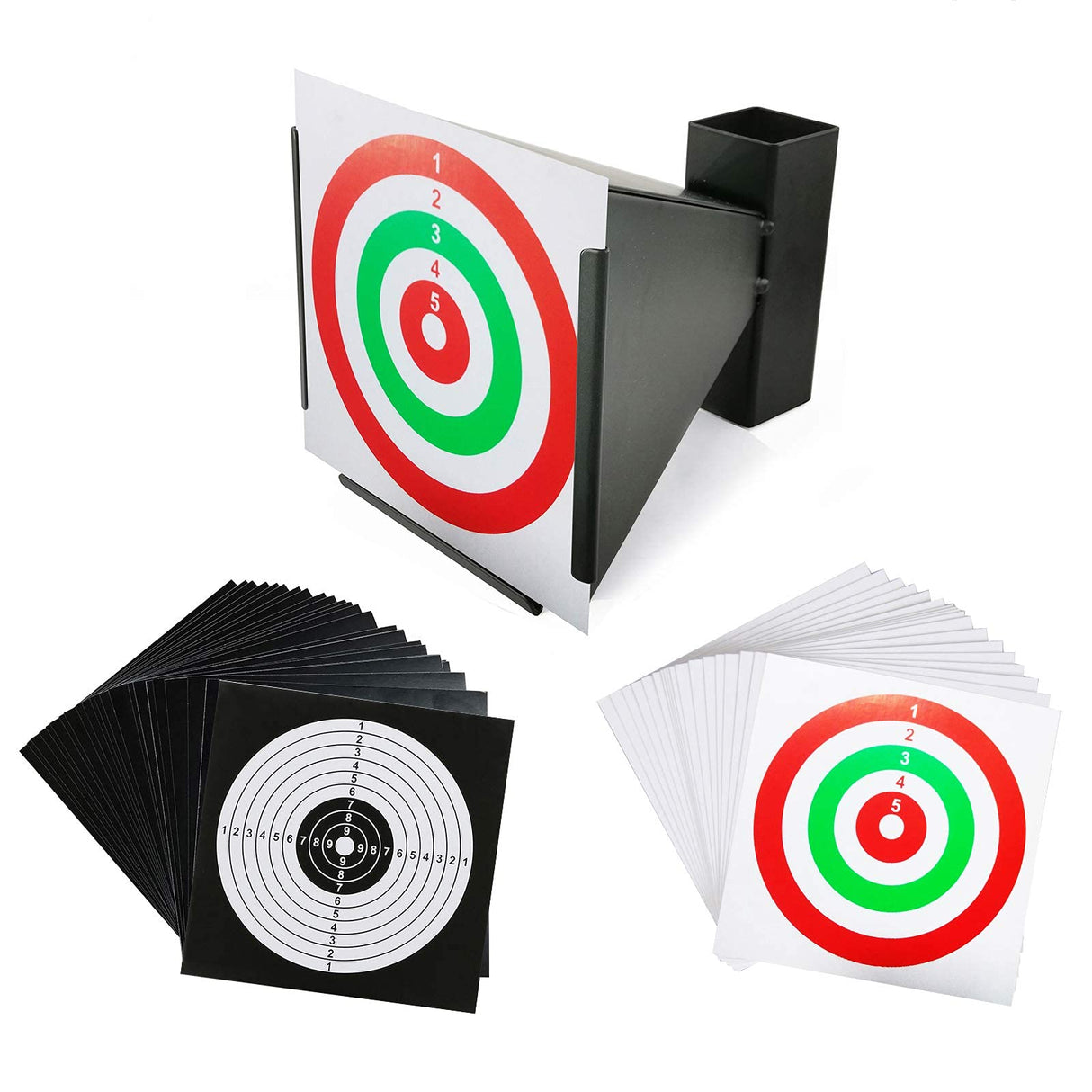 Atflbox BB Gun Trap with 50pcs Paper Target Bullet Catcher Shooting Target for Airsoft, Pellet, Rifle Atflbox