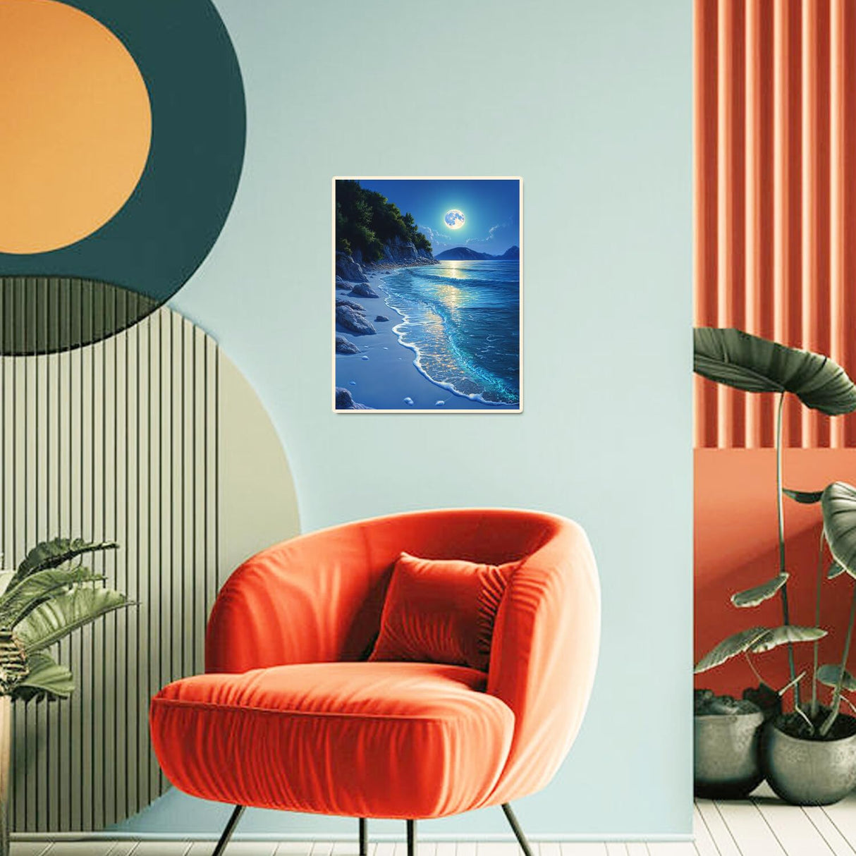 Beach Moonlight Paint by Numbers Kit for Adults Beginner Ocean Oil Painting Kit Adult Paint by Number Kits on Canvas Moon DIY Painting for Beginners Art by Numbers for Gifts Home Wall Decor 16x20 Inch obterie