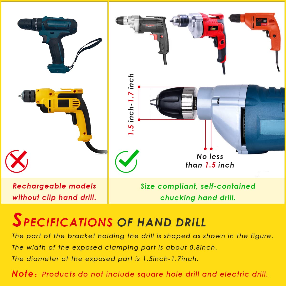 Square Hole Drill Bit Adapter for Easy Installation and Disassembly - Mortising Attachment for Drill Press, Mortise Machine, Power Tool Accessory for XSMNER