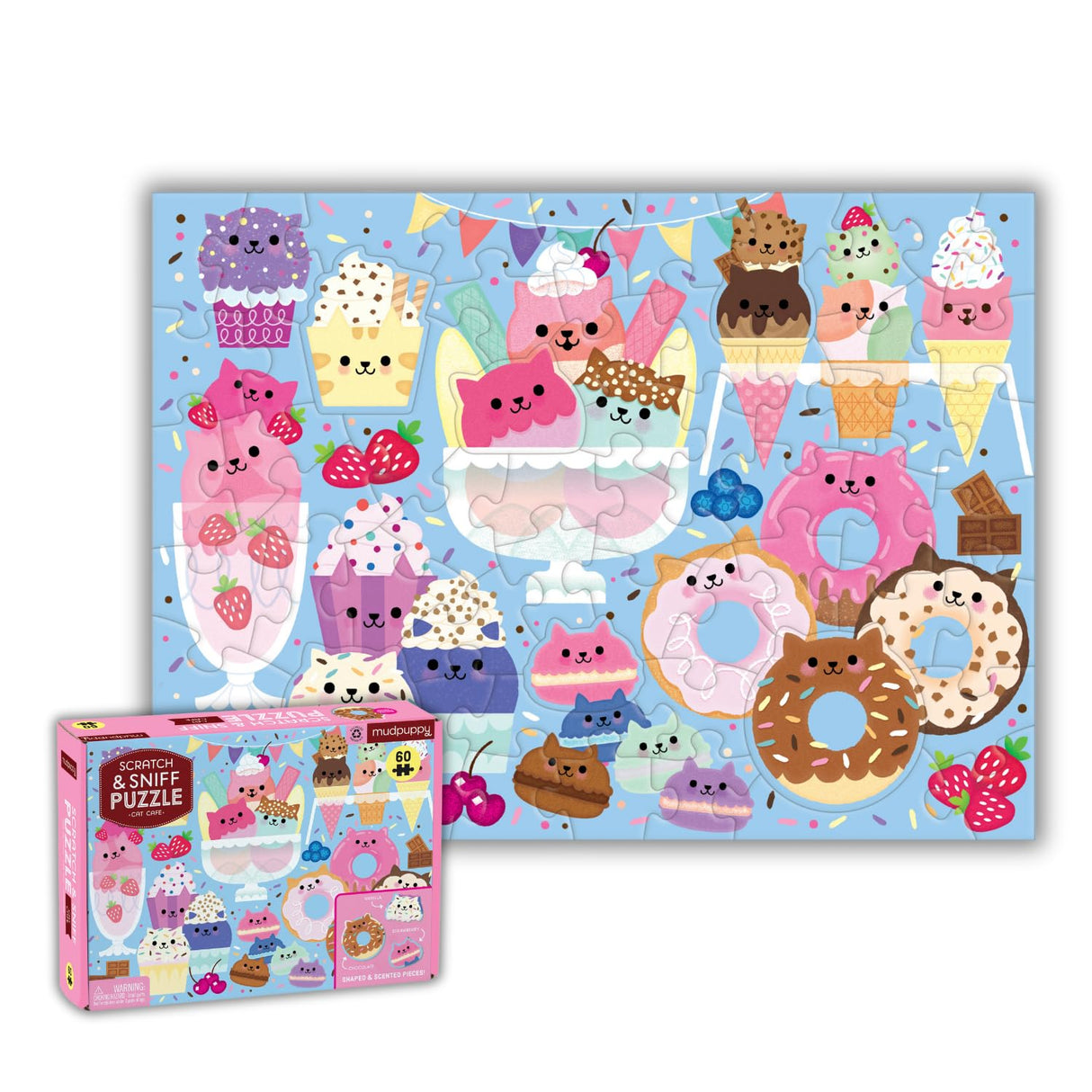 Mudpuppy Cat Cafe 60 Piece Scratch & Sniff Puzzle Mudpuppy