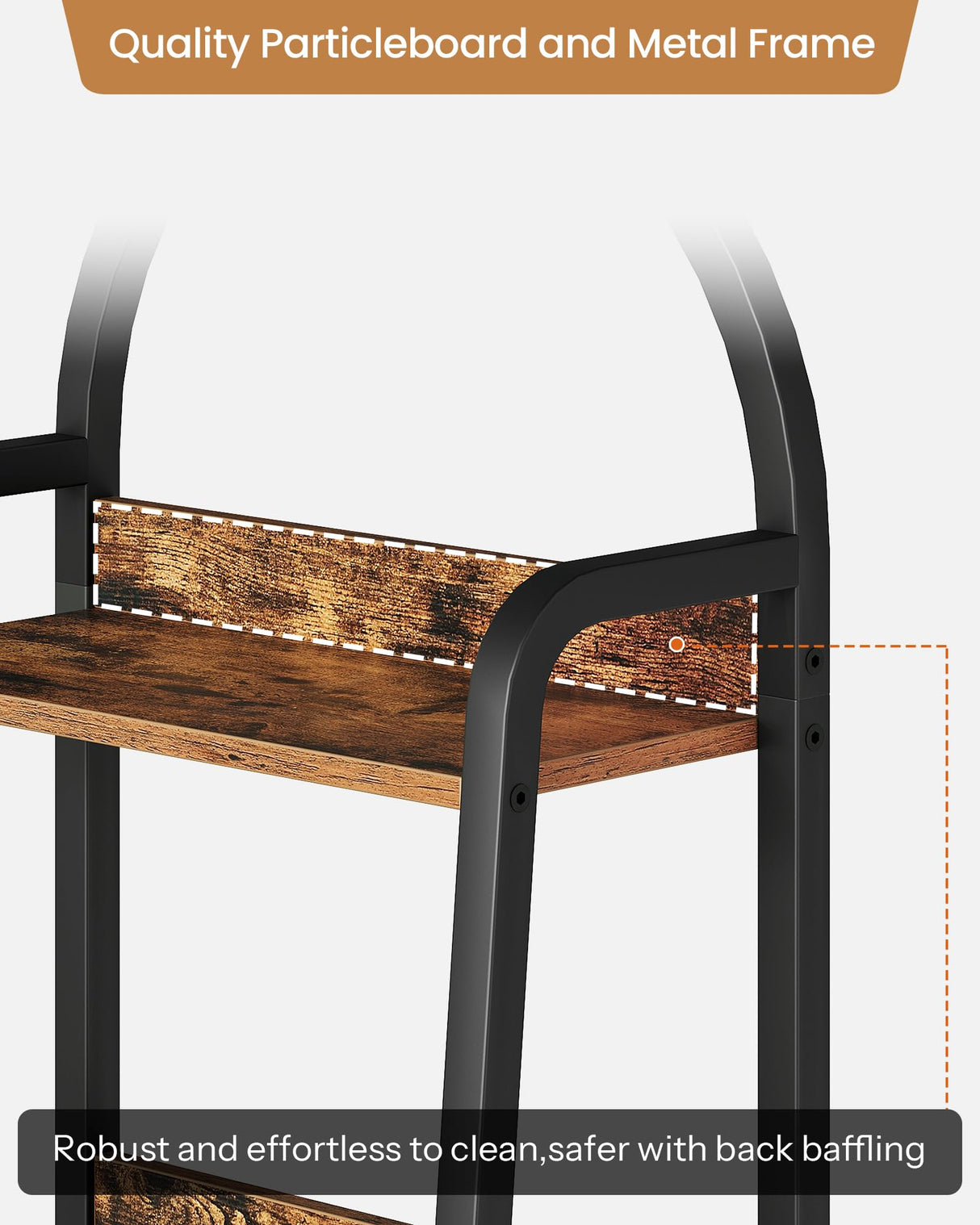 CHOEZON 5 Tier Ladder Shelf with Drawer, Tall Narrow Bookshelf with Storage, Industrial Ladder Bookshelf, Tall Corner Shelves for Living Room, Bedroom, Balcony, Rustic Brown and Black TCJ07BF CHOEZON