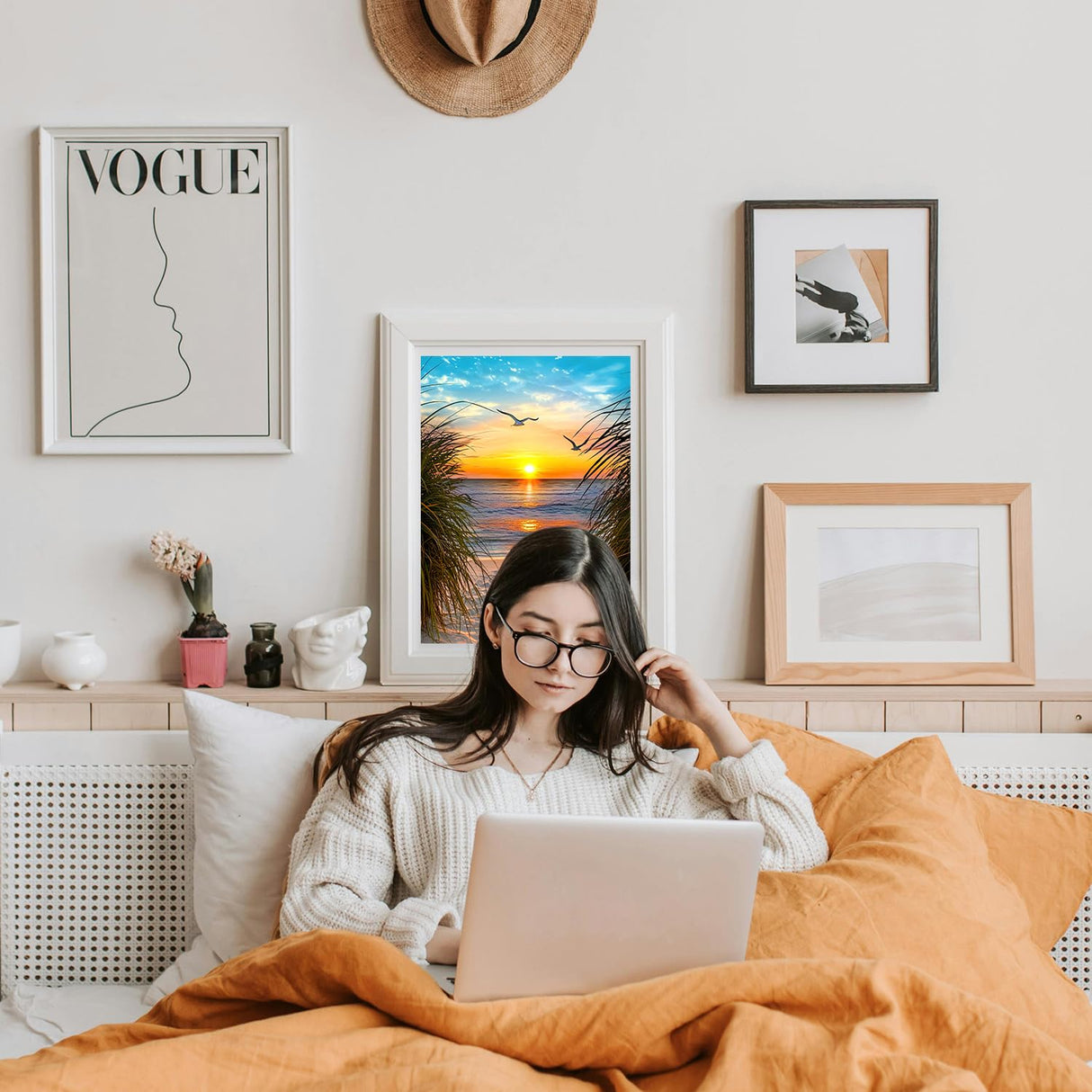 NPCSWXQ Paint by Numbers Kit for Adults Beginners, Beach Sunset Oil Acrylic Painting Crafts Number Artist Paint Kit for Home Wall Bedroom Study or Office Decor Gift 16x20Inch NPCSWXQ