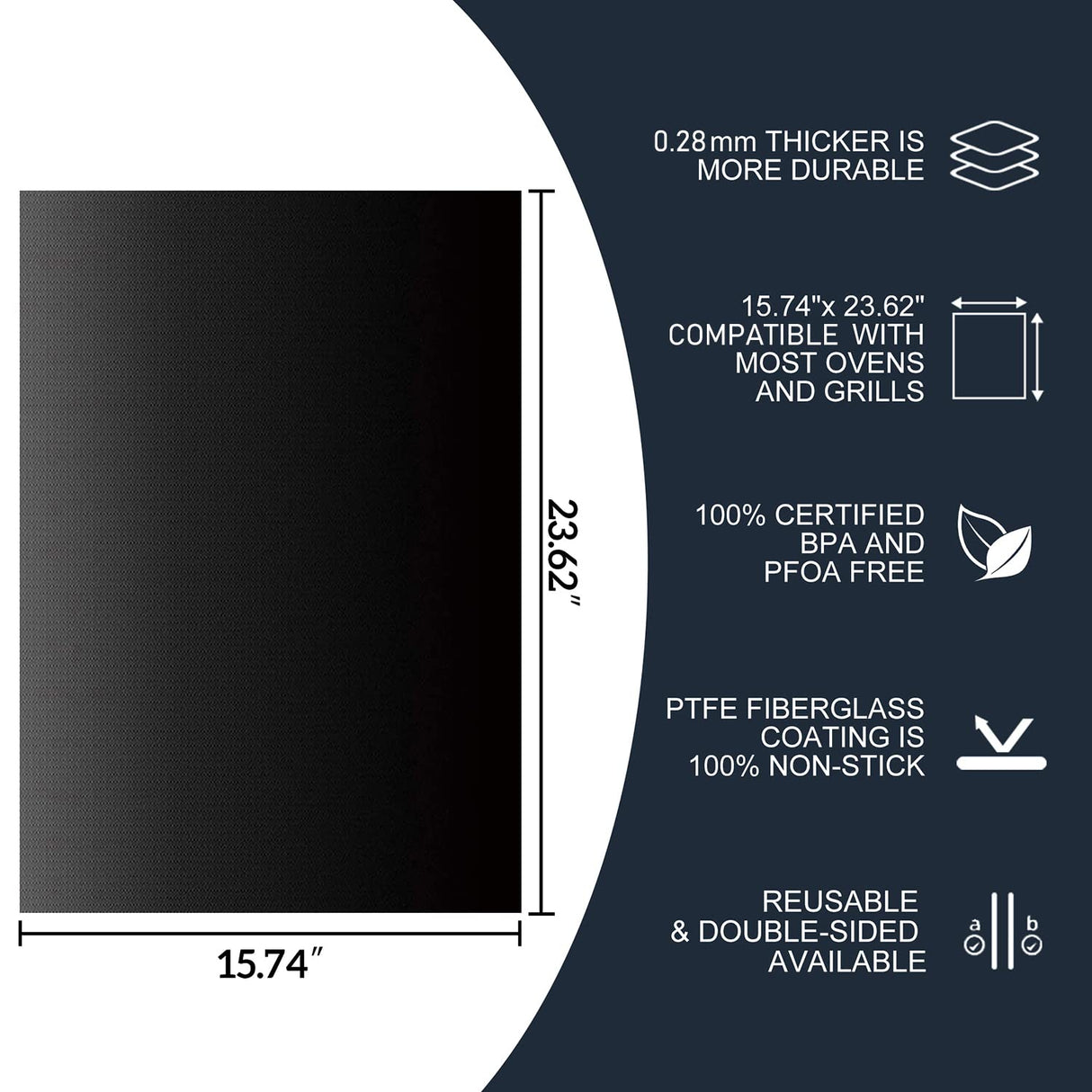 Meegoo Oven Liners for Bottom of Oven, 2 Pack Large Thick Heavy Duty Non-Stick Teflon Oven Mat Set, 15.74"x 23.62" BPA and PFOA Free Oven Floor Protector Liner, Kitchen Friendly Cooking Accessory Meegoo