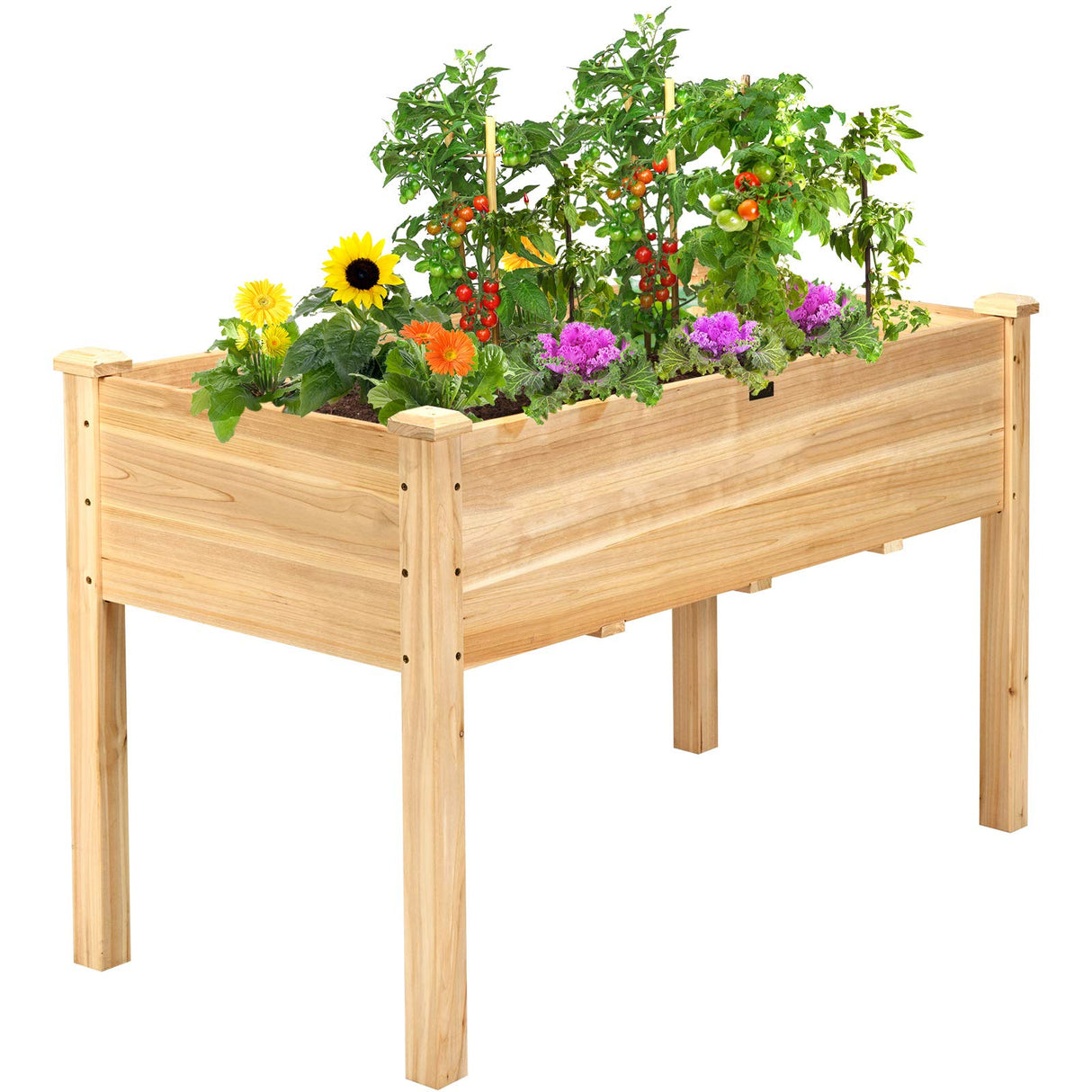 Giantex Raised Garden Bed Kit Elevated Planter Box for Vegetables Fruits Herb Grow, Heavy Duty Natural Cedar Wood Frame Gardening Planting Bed for Deck Patio Yard, 49.5"X23.5"X30.0" Giantex