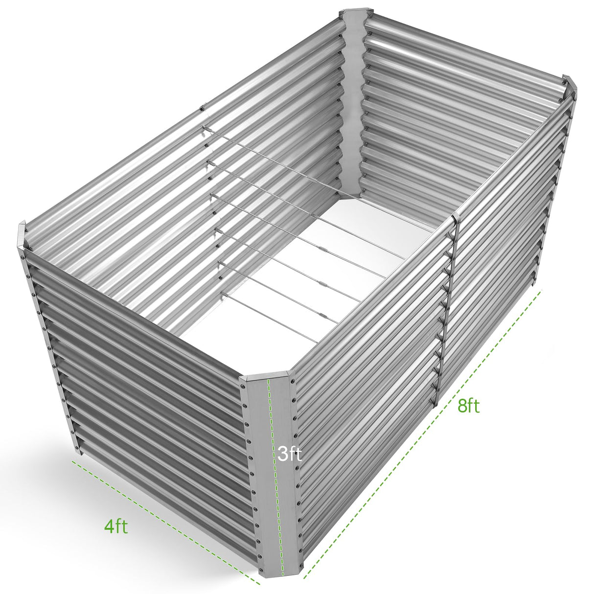 Land Guard 8x4x3ft Rectangular Galvanized Raised Garden Beds, 36" Tall Large-Capacity Metal Planter Box Outdoor, Durable Deep Raised Garden Bed, Raised Beds for Gardening Vegetables, Classic Silver Land Guard