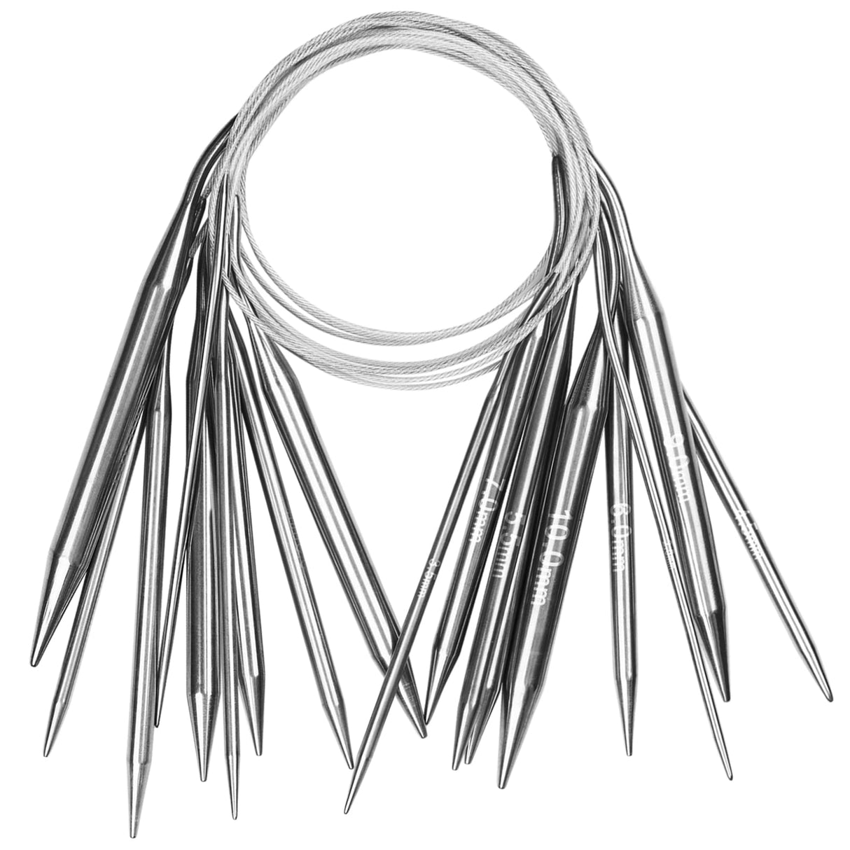 Aeelike Circular Knitting Needles Set, Stainless Steel Knitting Needles Round Knitting Needle Set (100 cm), 9 Pack Long Knitting Needles for Blankets Scarves Sweaters, Great for Beginners Aeelike