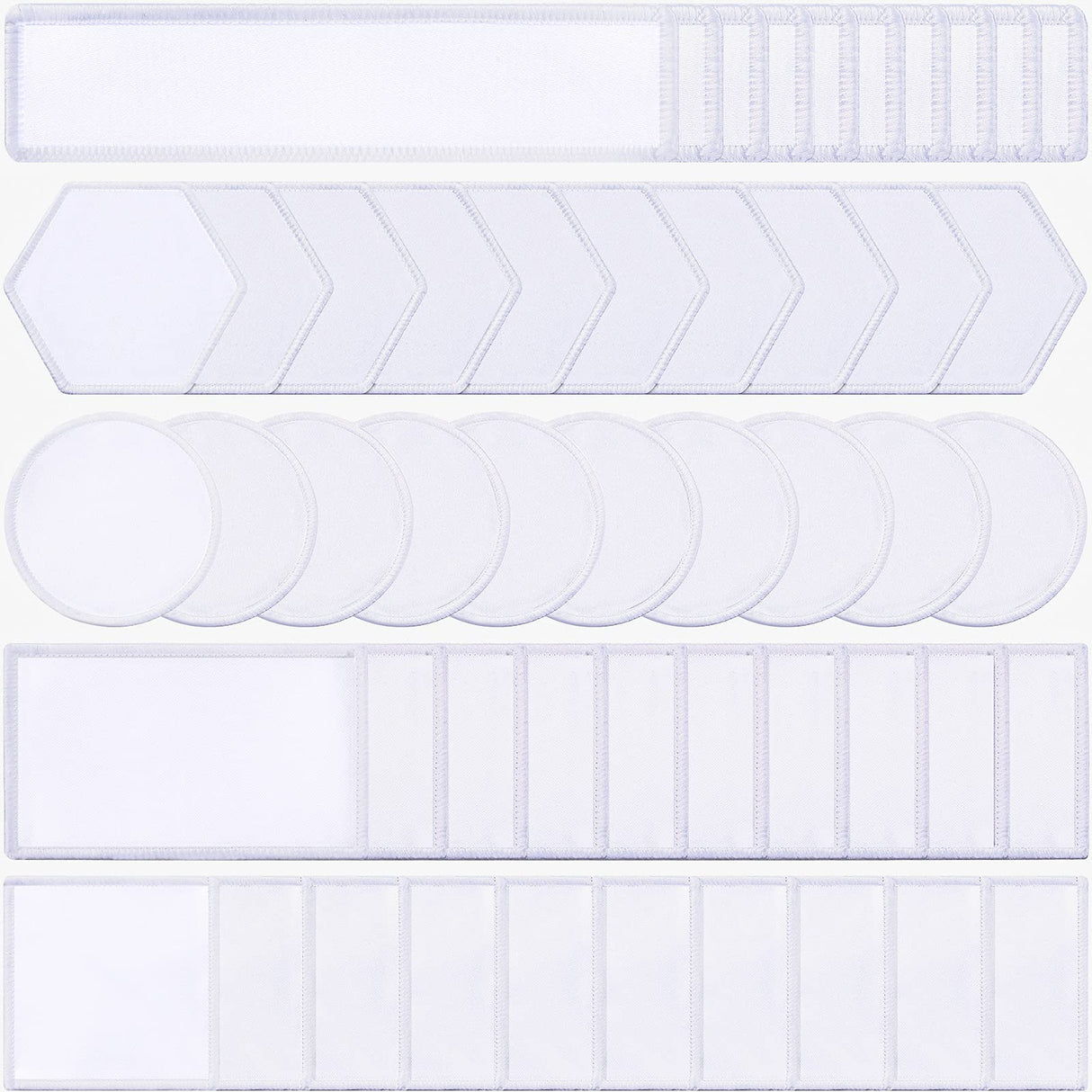 50 Pieces Sublimation Patch Fabric Iron-on Blank Patches Fabric Repair Sublimation Blank Patch Heat Transfer Blank Patch for Hats Clothes Uniforms Jeans Backpacks Dog Vest (White,Classic Series) Waydress