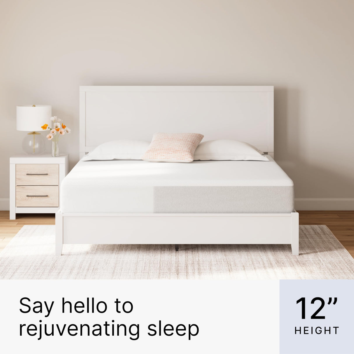 Signature Design by Ashley Queen Size Cool Max 12 Inch Medium Plush Cooling Gel Infused Memory Foam Mattress for Pressure Relief, Fiberglass Free, Mattress in A Box Signature Design by Ashley