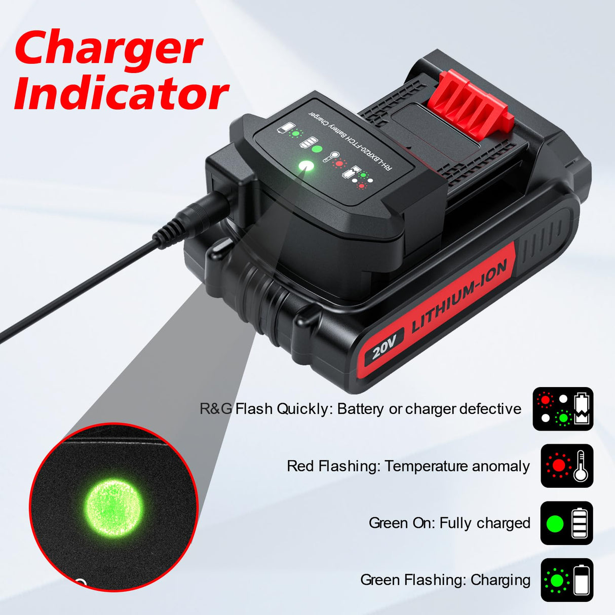 3.8Ah Replacement for Black and Decker 20V Lithium Battery, Compatible for Black Decker 20V Battery LBXR20 LBX20 LB20 LBX4020 LBXR20B-2 LST300 LST220 2Packs with Battery Charger Bonacell
