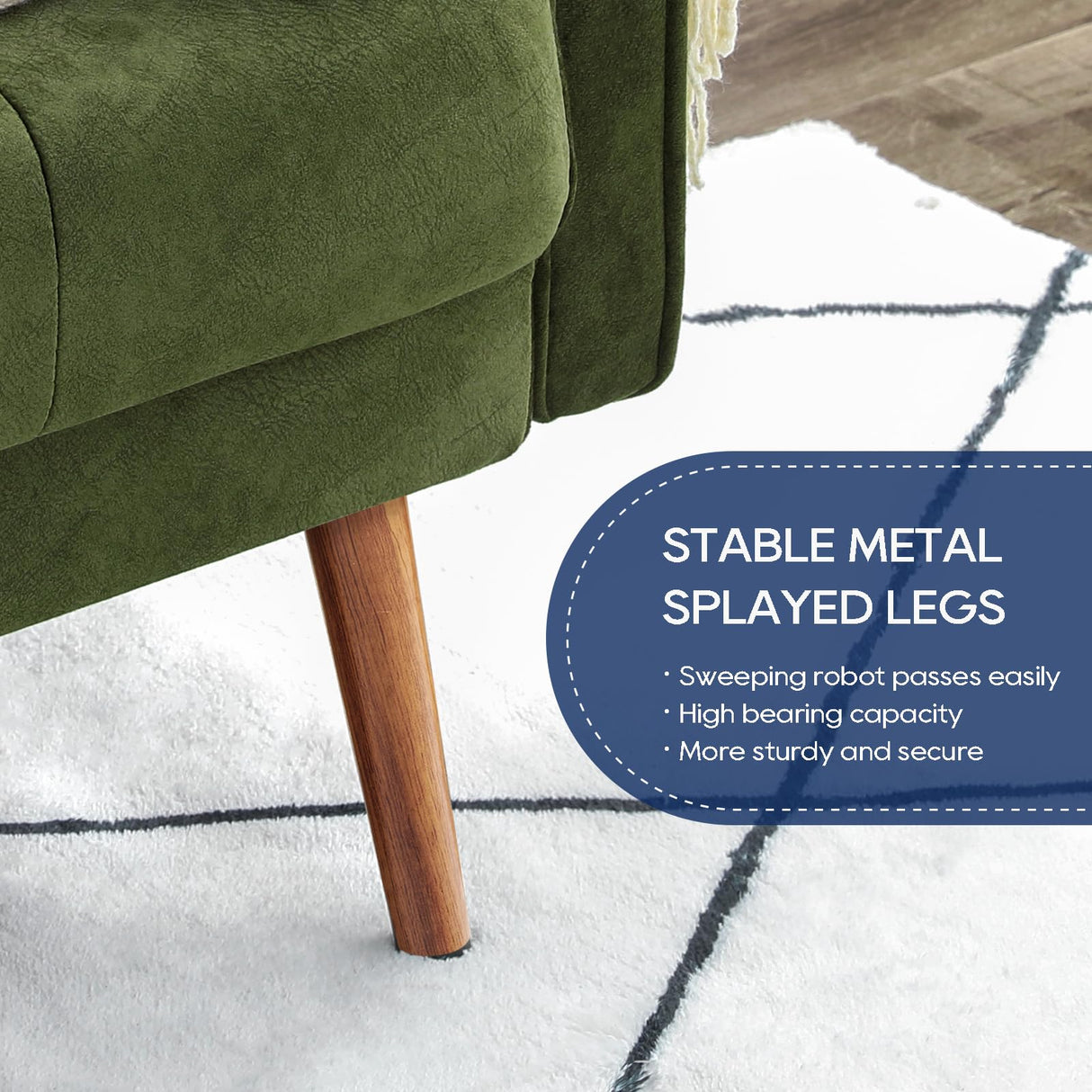 Vonanda Velvet Sofa Couch, Mid Century Modern Craftsmanship 73 inch 3-Seater Sofa with Comfy Tufted Back Cushions and 2 Bolster Pillows for Compact Living Room, Elegant Mustard Green Vonanda