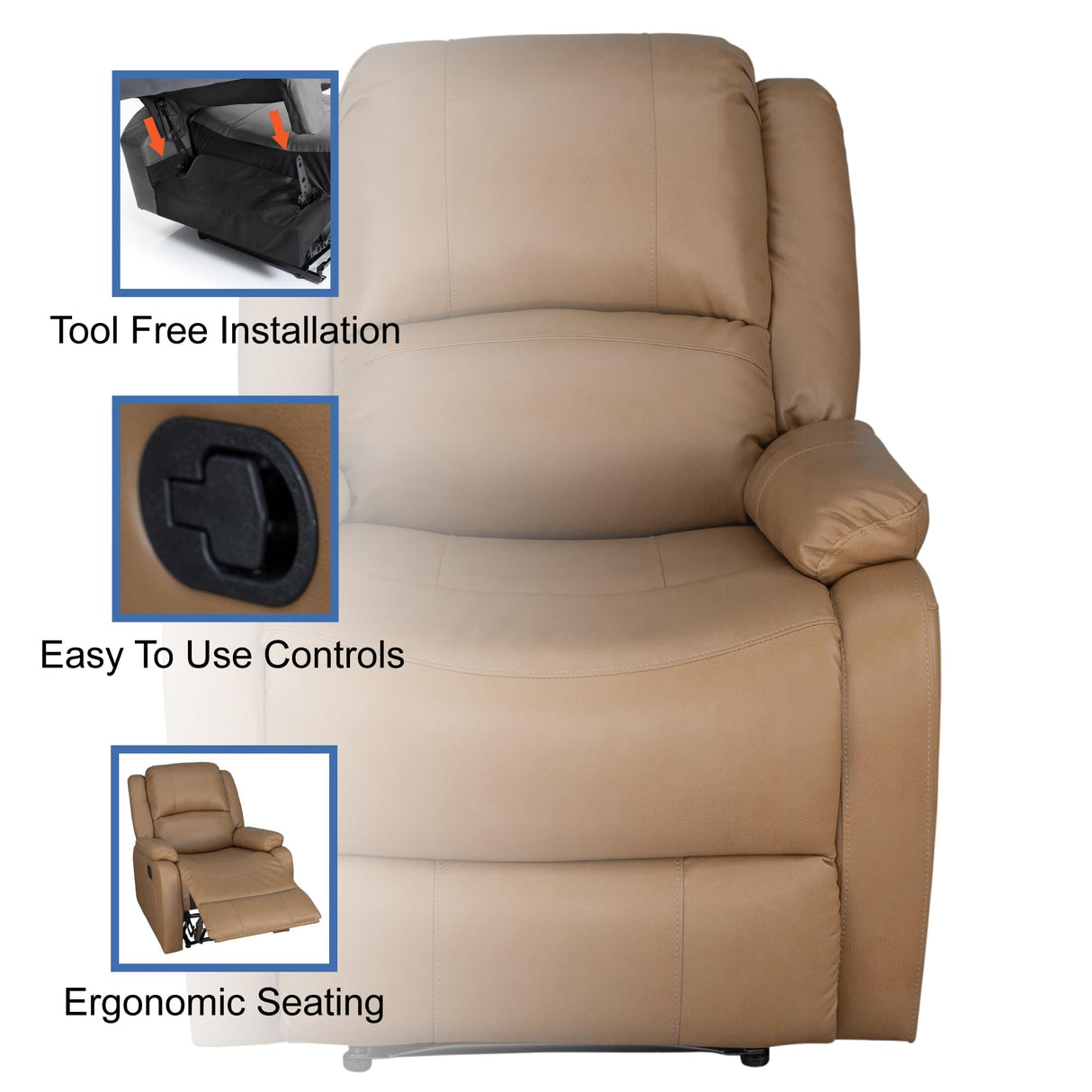 RecPro Charles Collection | 30" Zero Wall Wall Hugger Recliner | RV Living Room (Slideout) Chair | Toffee, 1-Pack RecPro